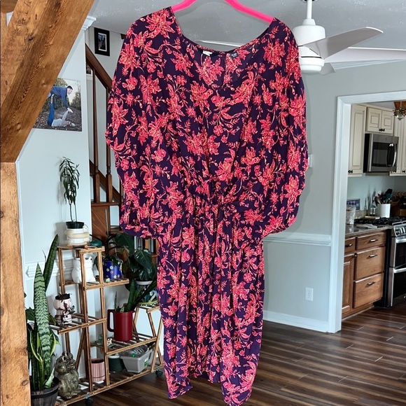 Lands' End Other - Lands' End Purple & Pink Gathered Waist Floral Cover Up XL - XXL